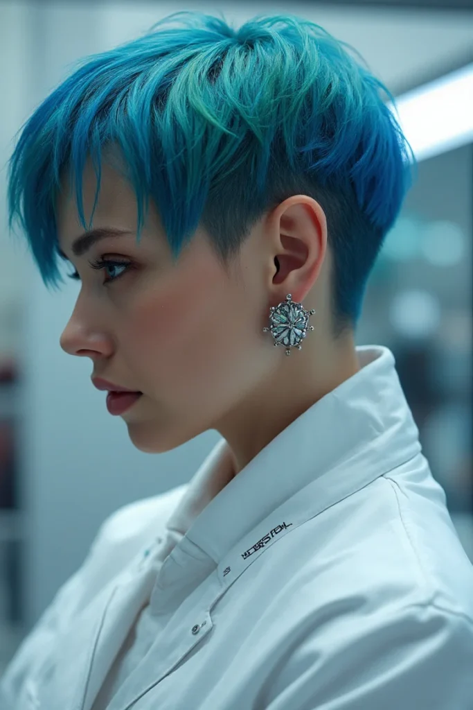 Teal Pixie Cut