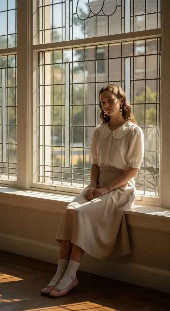 Peter Pan Collar Blouse + Midi Skirt