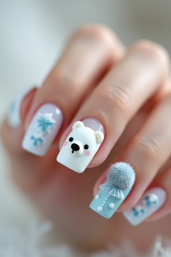 Polar Bear Winter Wonderland Nails