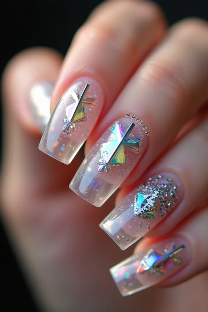Holographic Butterfly Garden Nails