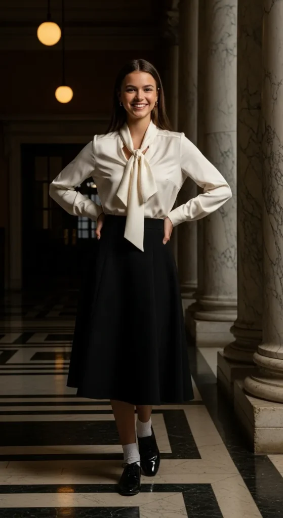 Silky Scarf Tie-Neck Blouse