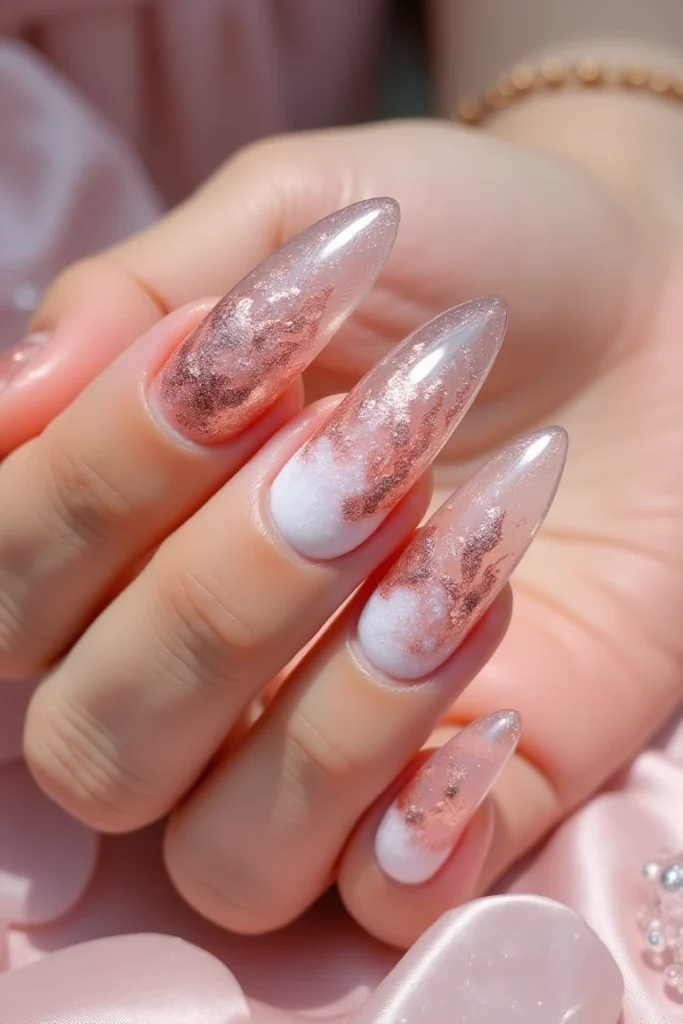 Rose Gold Cloud Nails