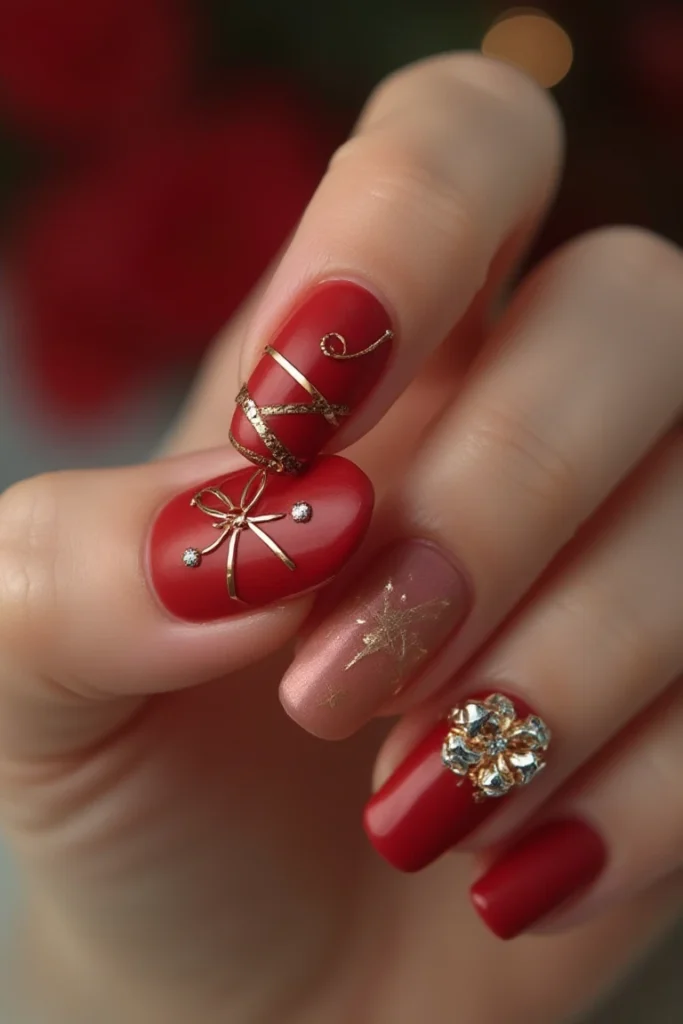 Luxe Christmas Ornament Mix nail deisgn