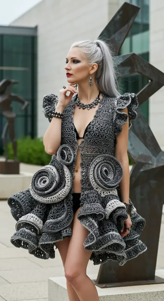 Spiraled Midnight Ruffle Cover-Up