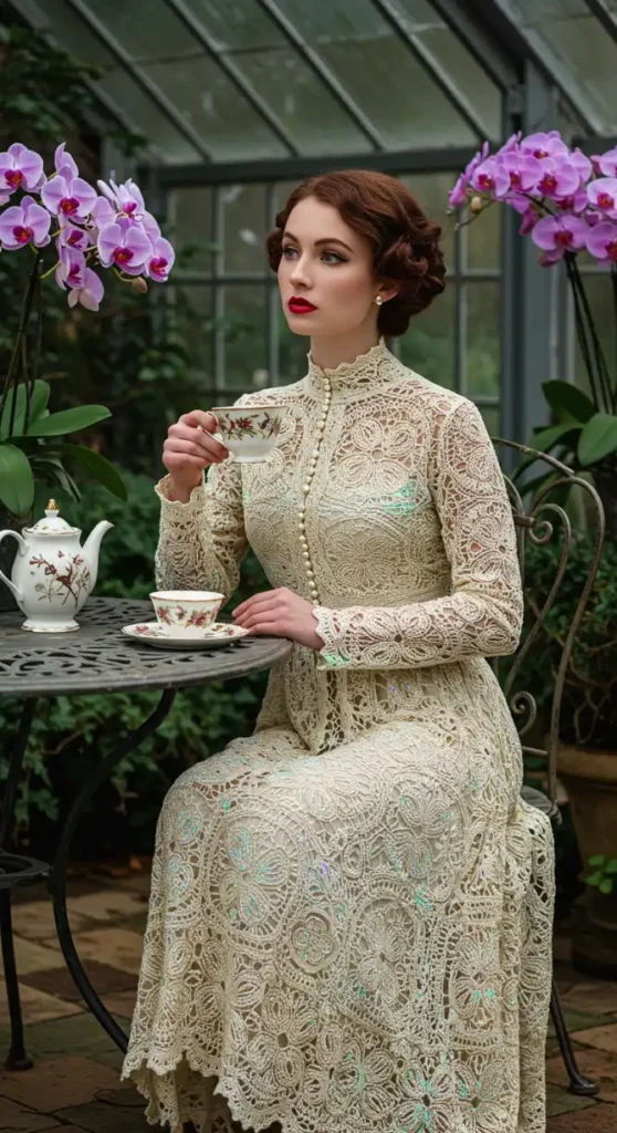 Orchid Elegance Crochet Gown
