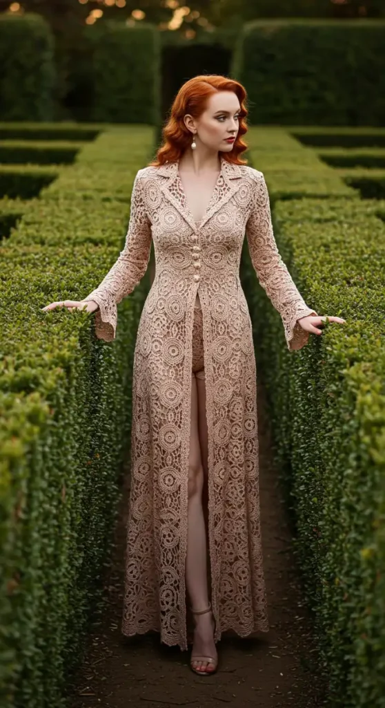 Elegant Victorian Lace Duster Coat